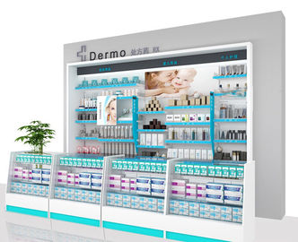 Camada personalizada médica moderna das prateleiras de exposição da farmácia da mobília da loja